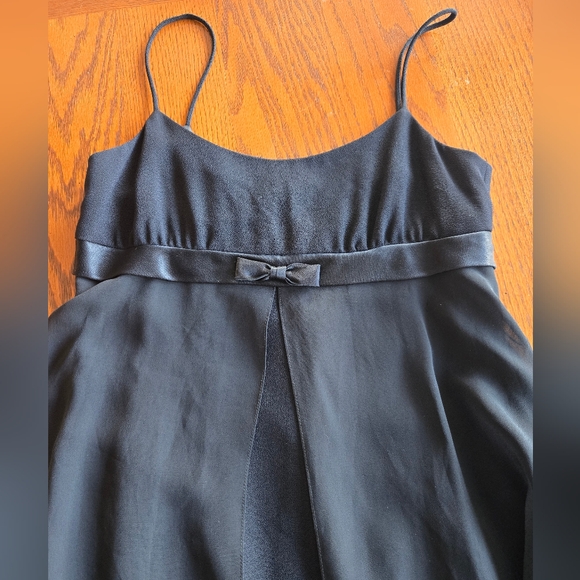 Donna Ricco Petite dress with sheer overlay. Front bow. Empire waist. Size 2 - Picture 1 of 7